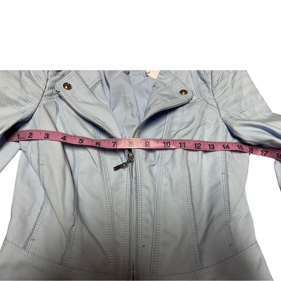 White House Black Market Blue Blazer Fitted Asymmetrical sz 4 Petite - Picture 6 of 9